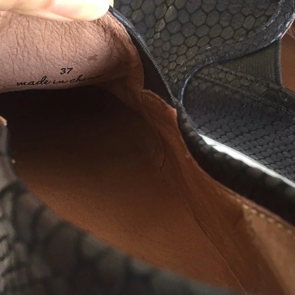 Joie black snakeskin embossed leather sneakers